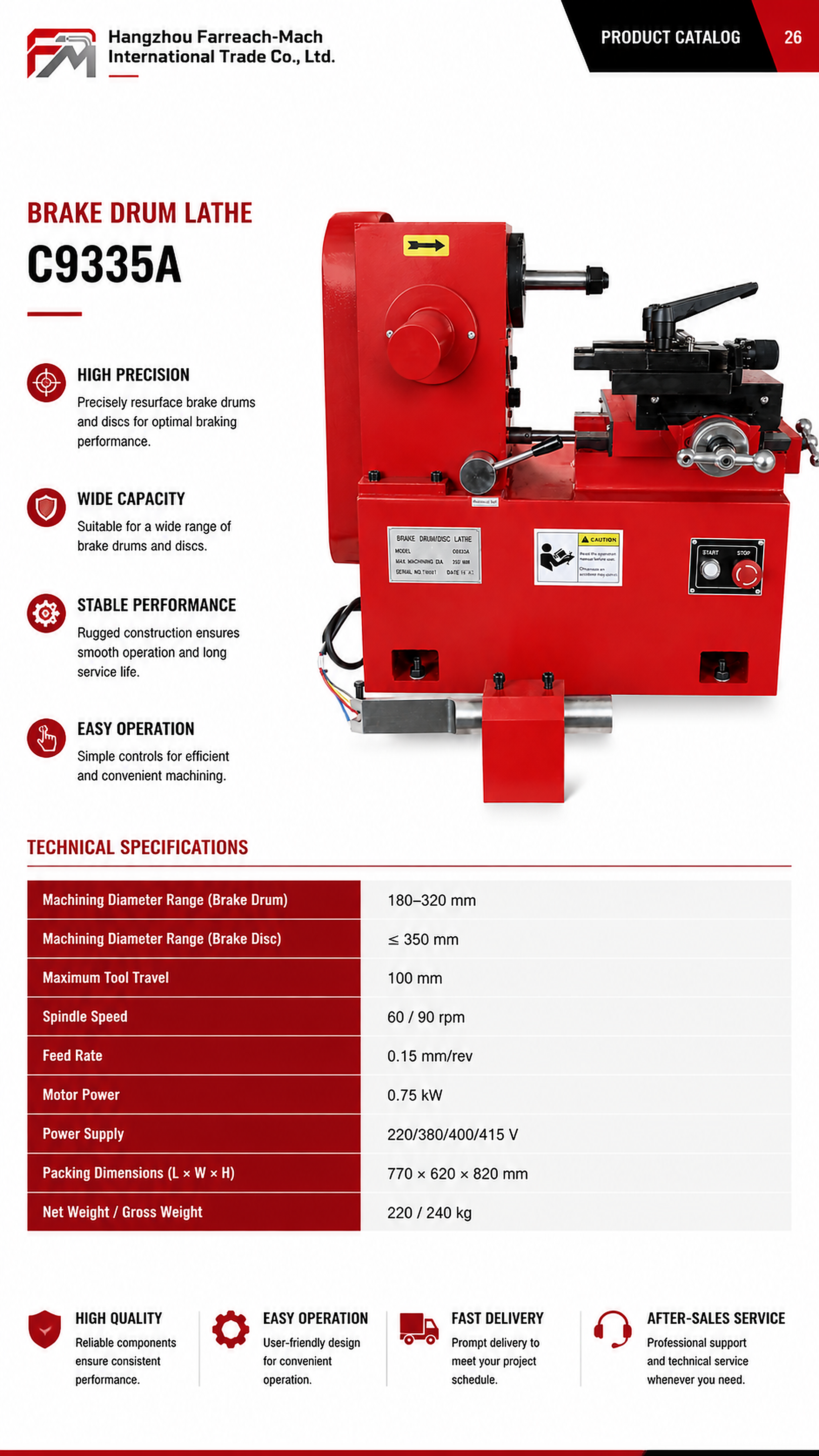 C9335A original catalogue parameter page
