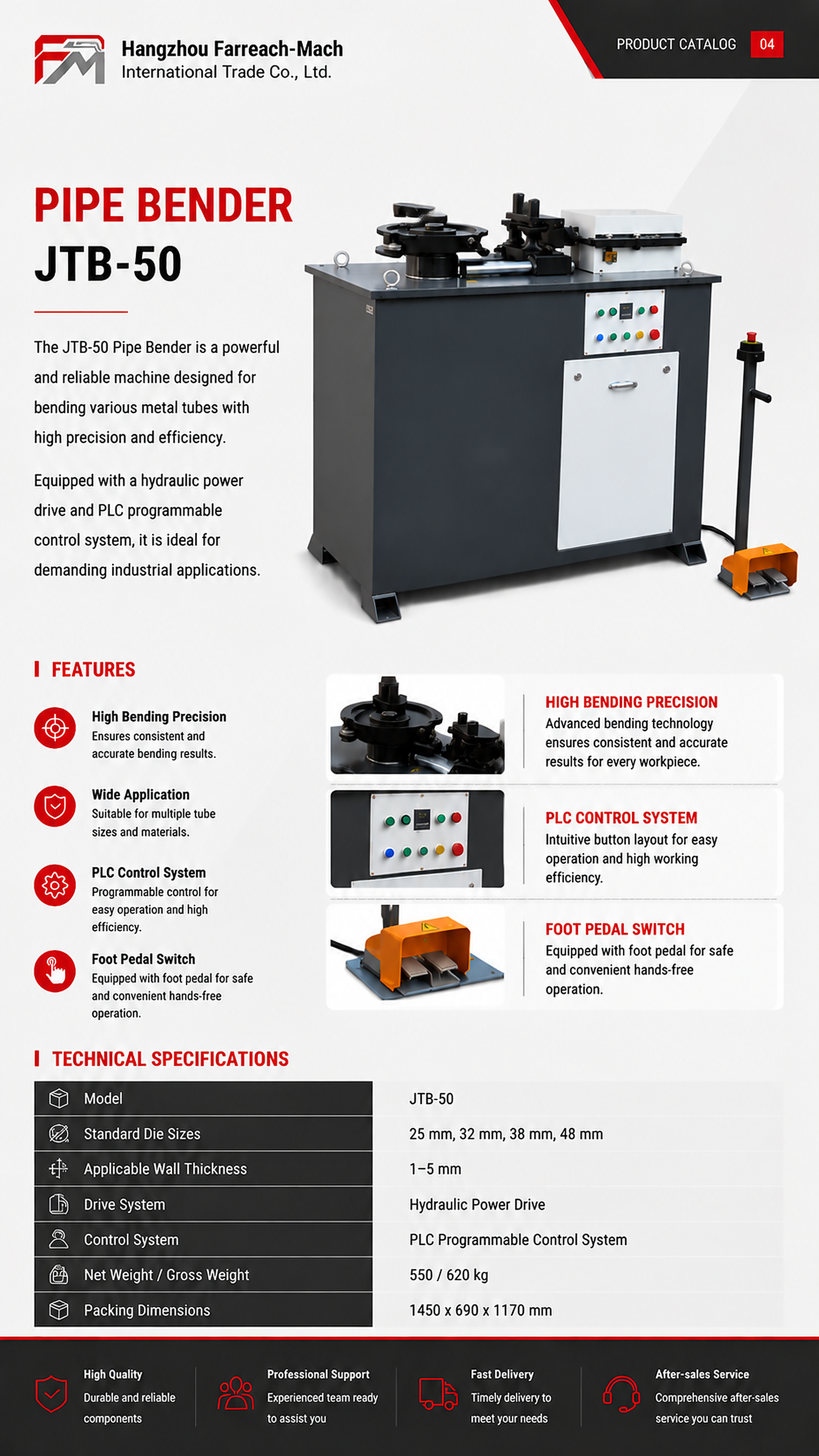 JTB-50 original catalogue parameter page