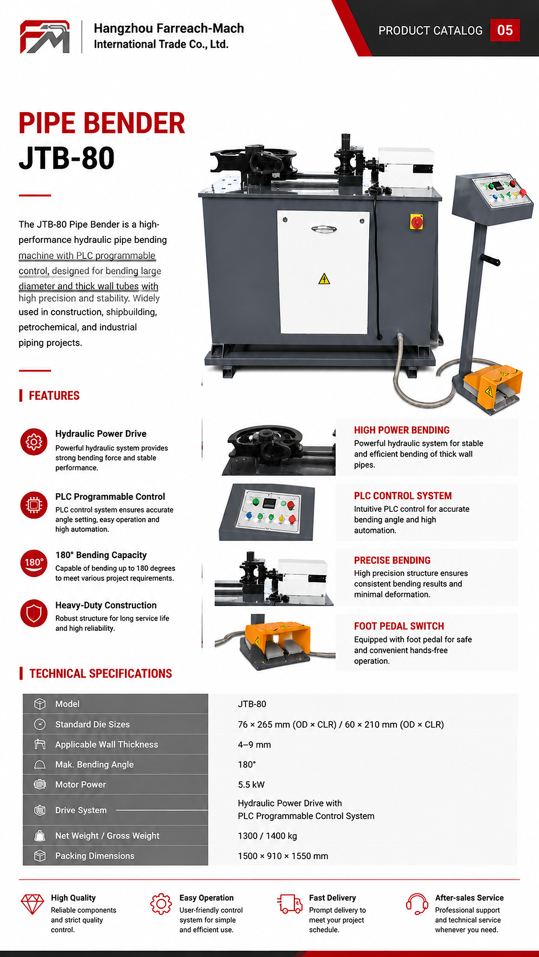 JTB-80 original catalogue parameter page