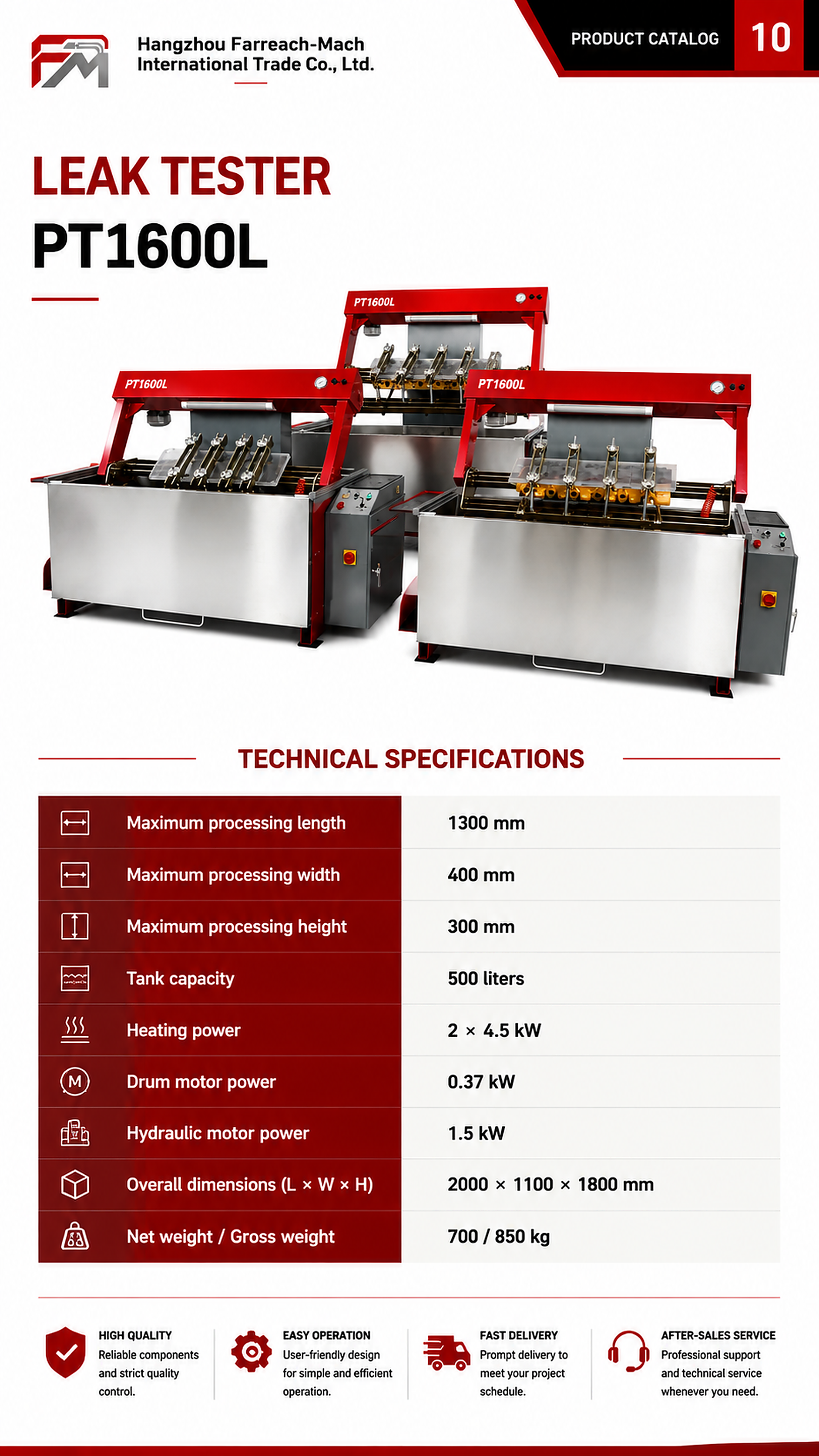 PT1600L original catalogue parameter page