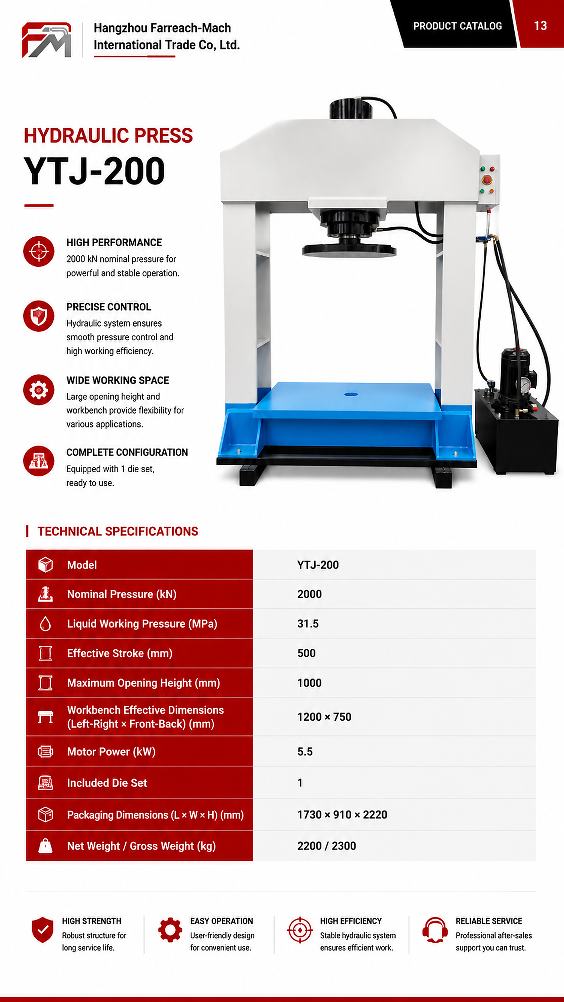 YTJ-200 original catalogue parameter page